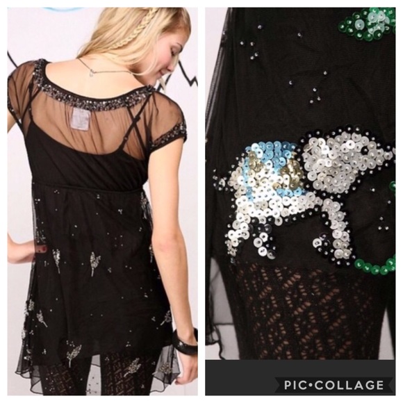 Free People Sequined Elephant Sheer Mini Dress - Picture 2 of 6